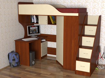 Детская кровать-чердак Квартет-2 СлавМебель