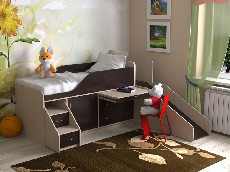 Детская кровать-чердак Кузя-3 мини